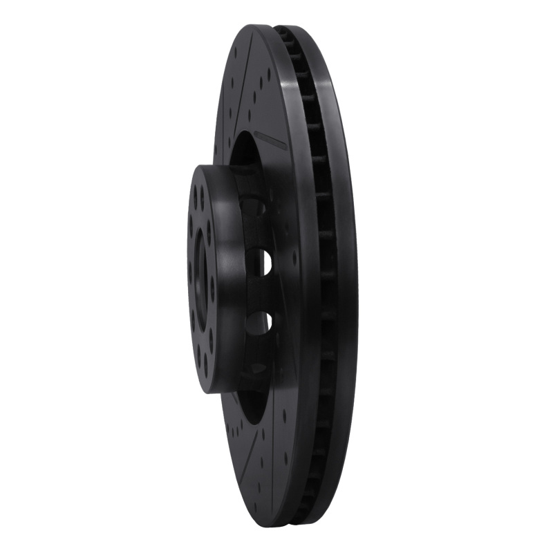 Audi A8 Brake Rotor (1) - Front Left - R1 Concepts - Drilled & Slotted - Black - `00-`03